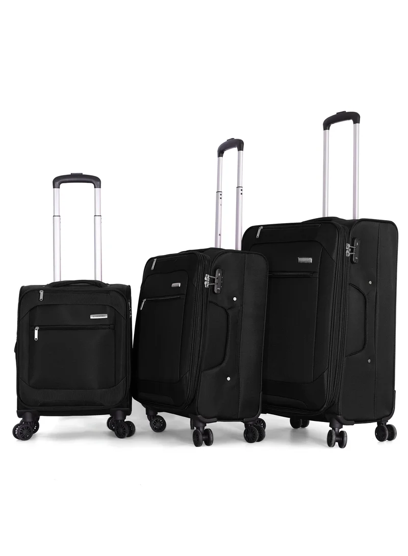 GIORDANO Giordano Trolley Bags 3 PCS Set Softside Suitcase,Black