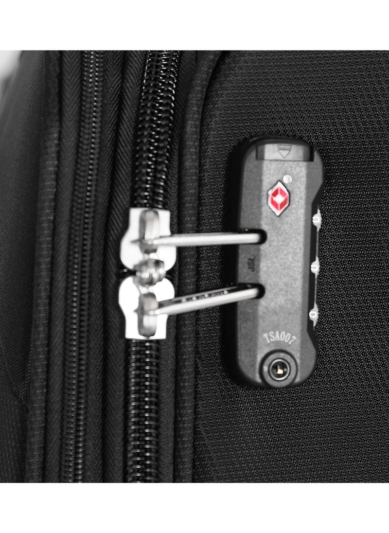 GIORDANO Giordano Trolley Bags 3 PCS Set Softside Suitcase,Black  - Image 5