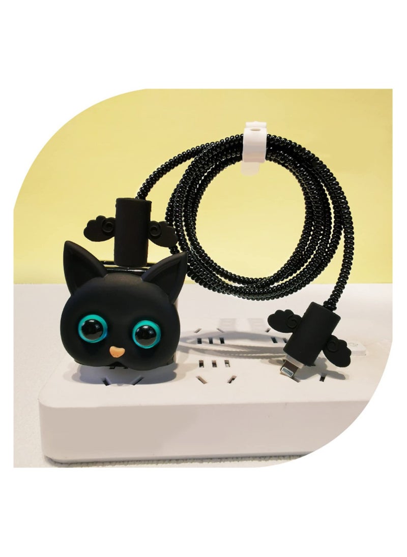 , Cable Protector Set for iPhone Charger, 3D Cartoon Cat Design, Data Cable Cover Line, USB Wire Cord Saver Protector Compatible with iPhone 11 12 13 14 Pro Max Plus - Image 5