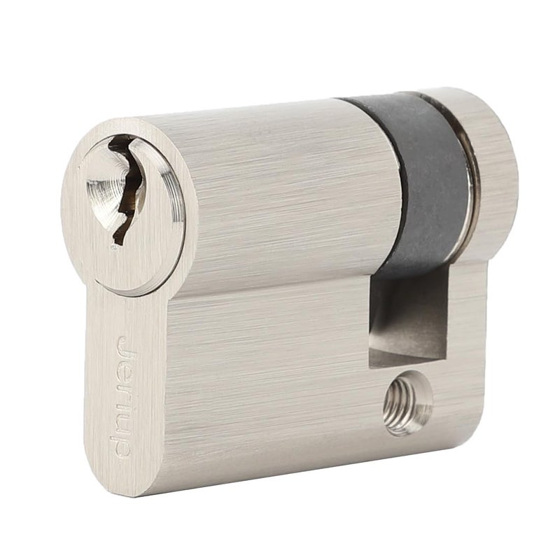 Jeriup Copper Half Cylinder Lock with Nickel Finish for Doors Key Lock 40mm Single Side Open AntiRust Modern Nickel