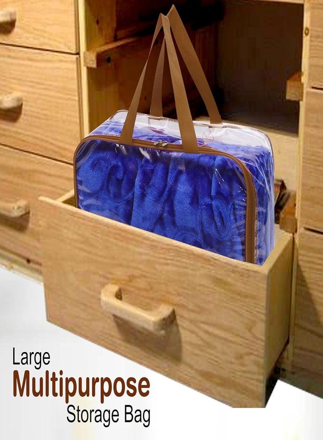 DAMONS Underbed Storage Bag With Transparent Pvc Storage Bag for Saree Covers,Clothes, Lehenga, Blankets, Bedsheets, Toys, Docs Wardrobe Organizer Clear Storage Box Bag Gaments Cover Brown Pack of 4 - Image 5