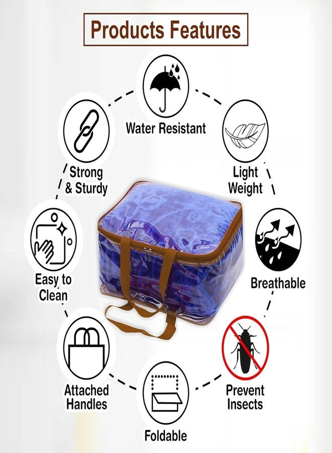 DAMONS Underbed Storage Bag With Transparent Pvc Storage Bag for Saree Covers,Clothes, Lehenga, Blankets, Bedsheets, Toys, Docs Wardrobe Organizer Clear Storage Box Bag Gaments Cover Brown Pack of 4 - Image 4