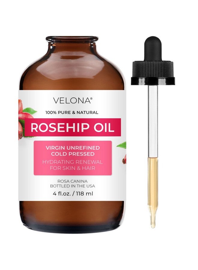 velona Rosehip Oil - 4 fl oz | 100% Pure and Natural Carrier Oil| Unrefined, Cold Pressed, Hexane Free | Moisturizing Face, Hair, Body, Skin Care, Stretch Marks, Scars… - Image 1