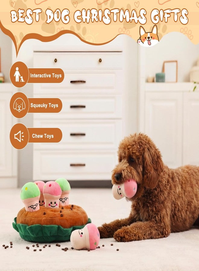 Skylety 7 Pcs Interactive Dog Toys Set, Snuffle Mat for Dogs, Treat Hiding Puzzle and Squeaky Plush, Mushroom Dog Toys for Small Medium Dogs, Training and Boredom Relief Plaything - Image 4