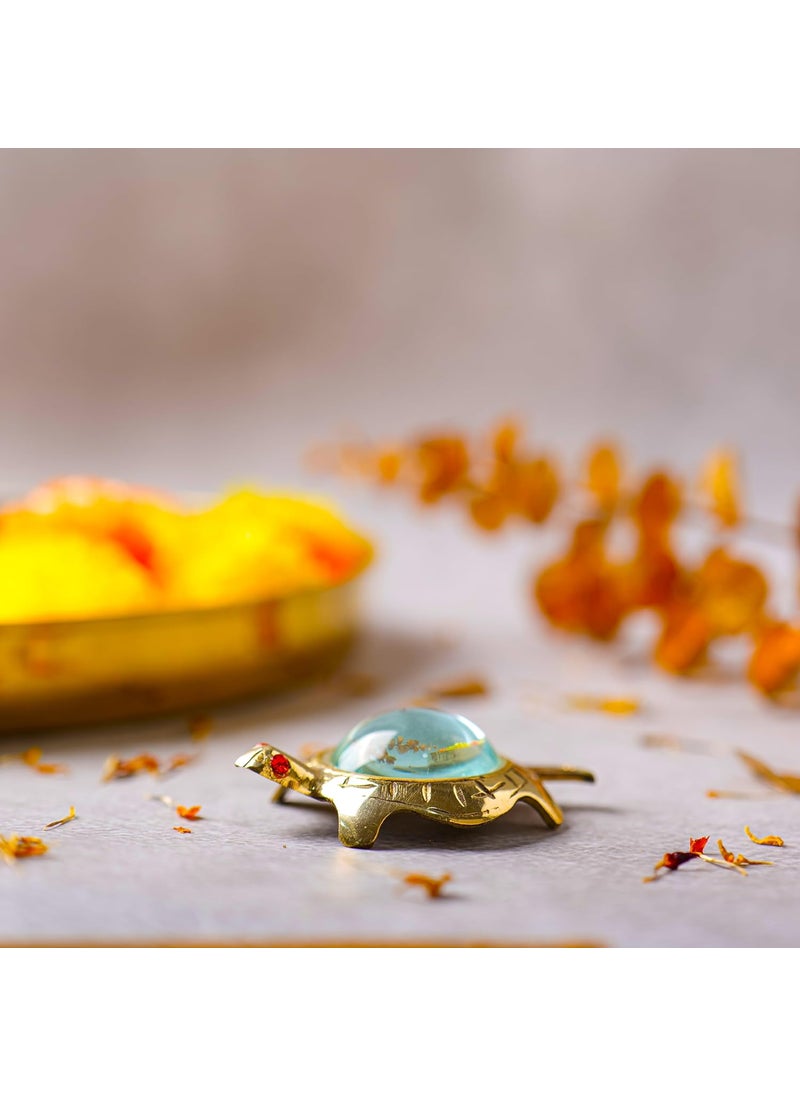 Hashcart Hashcart Brass Turtle Figure Good Luck Turtle Tortoise  Statue Sampoorna Shri Yantra Shree Chakra  Decorative Ornament for Business Growth Income Profits and Wealth  8X6 CM  - Image 2