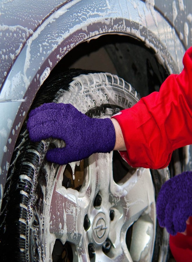 Bencailor 4 Pairs Microfiber Dusting Gloves Washable Reusable Cleaning Gloves Mittens for Plants House Cleaning Car Blinds(Purple, Blue, Rose Red, Black,M) - Image 5