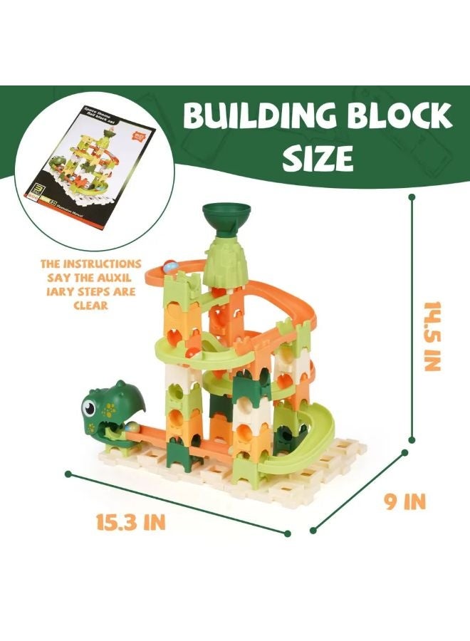 Vixplorn Race Tracks Children's marble track building blocks dinosaur toys 60PCS brick maze puzzle set race track marble maze game toy set dinosaur toy gift suitable for boys and girls - Image 2