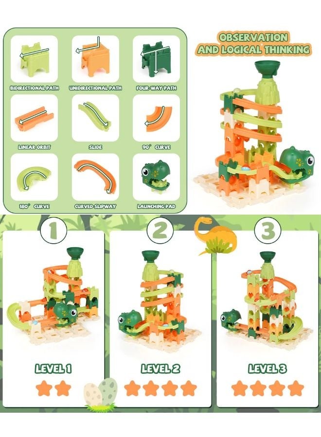 Vixplorn Race Tracks Children's marble track building blocks dinosaur toys 60PCS brick maze puzzle set race track marble maze game toy set dinosaur toy gift suitable for boys and girls - Image 3