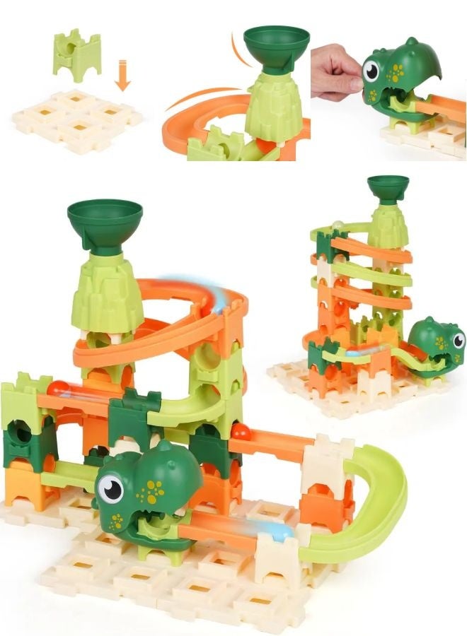 Vixplorn Race Tracks Children's marble track building blocks dinosaur toys 60PCS brick maze puzzle set race track marble maze game toy set dinosaur toy gift suitable for boys and girls - Image 4