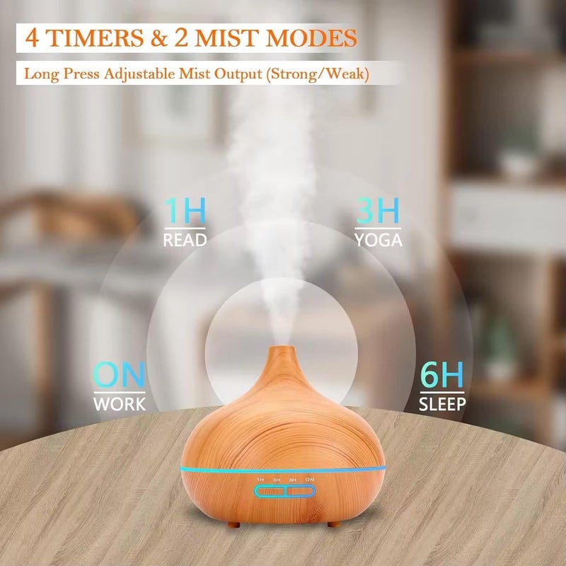 HISTORY LIFESTYLE History Lifestyle 550ml Essential Oil Diffuser Premium 5 in 1 Ultrasonic Aromatherapy Scented Oil Diffuser Vaporizer Humidifier Timer and 7 LED Light Colors with Safety Switch and Auto Shutoff - Image 5