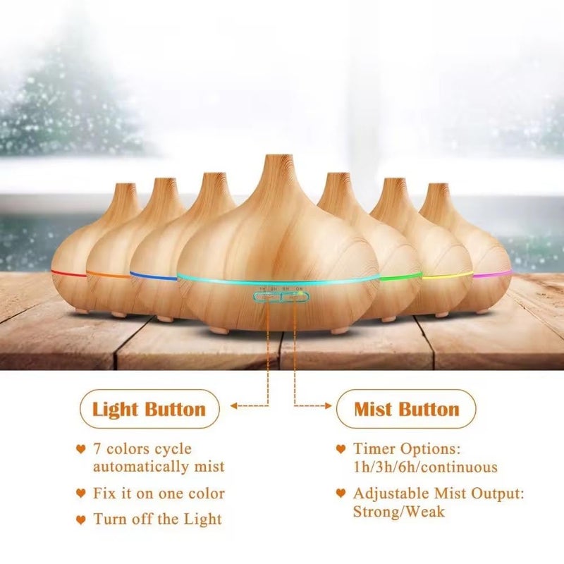 HISTORY LIFESTYLE History Lifestyle 550ml Essential Oil Diffuser Premium 5 in 1 Ultrasonic Aromatherapy Scented Oil Diffuser Vaporizer Humidifier Timer and 7 LED Light Colors with Safety Switch and Auto Shutoff - Image 4