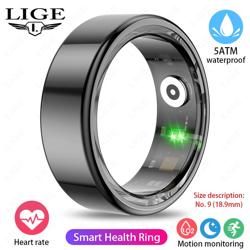 Lige/New R02 Smart Ring Pressure Blood Oxygen Sleep Monitoring Waterproof Step Meter Various Sports Ring - Image 1