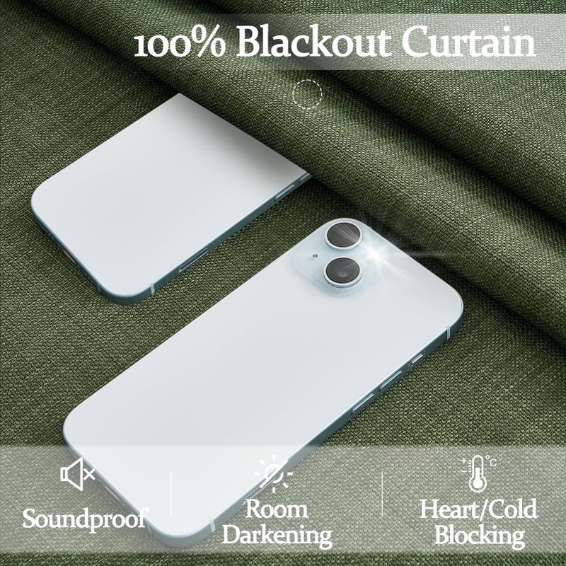 PleatedDrapes Loden Dual Layer Heavy Linen Blackout Curtains 96 Inches Long 2 Panels for Living Room, Memory Trained Pinch Pleated Olive Green Insulated Farmhouse Windows Drapes 96 Inch Length with Track System - Image 3