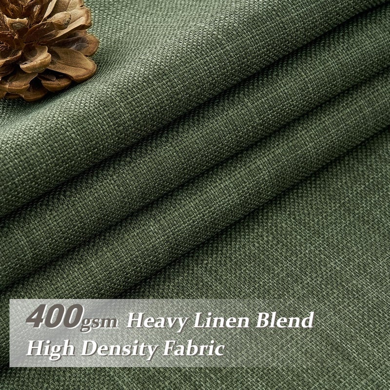 PleatedDrapes Loden Dual Layer Heavy Linen Blackout Curtains 96 Inches Long 2 Panels for Living Room, Memory Trained Pinch Pleated Olive Green Insulated Farmhouse Windows Drapes 96 Inch Length with Track System - Image 2