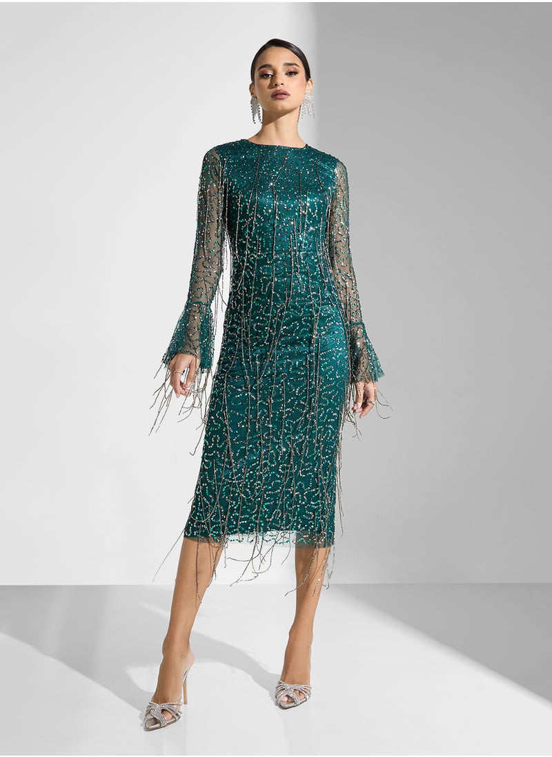 Frock and Frill Fringed Embellished Dress  - Image 1