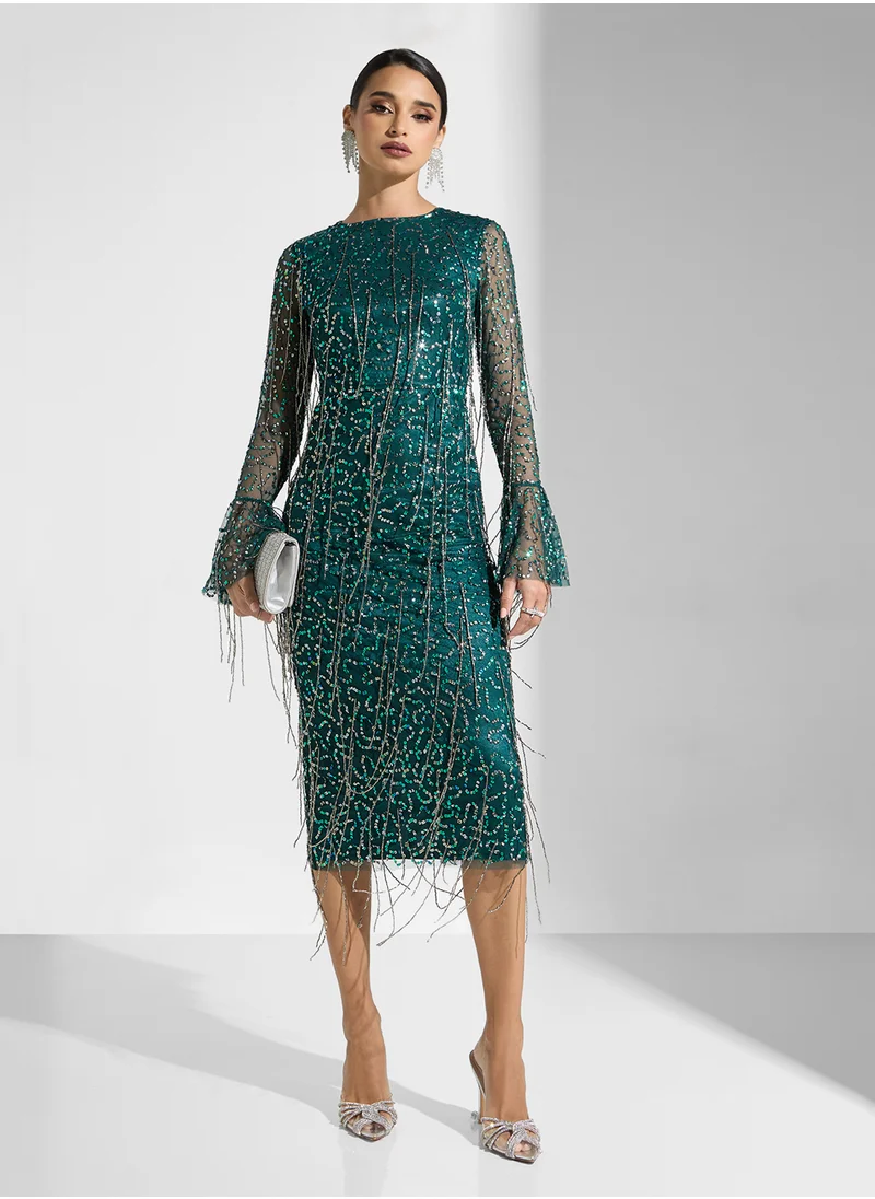 Frock and Frill Tassel Embellished Dress