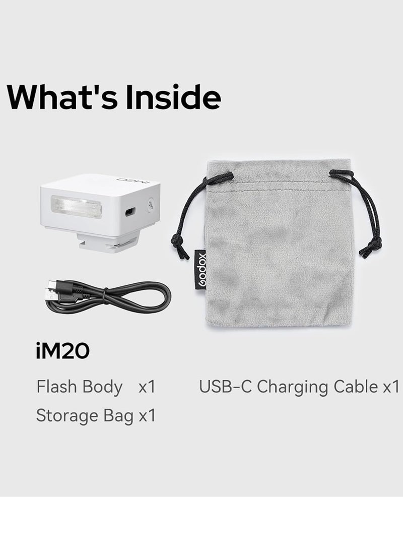 Godox iM20 Mini Flash for Camera with 470mAh Batter 440 Full-Power Flash 5 Levels Mini Flash Speedlite for Sony zve10 Sony zv1 Ricoh gr3 Canon Nikon Fuji Olympus Camera (iM20) - Image 4