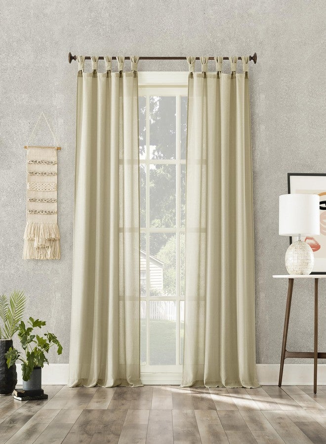 No. 918 Reman 2-Pack Twist Tab Linen Texture Semi-Sheer Tab Top Curtain Panel Pair, 40" x 84", Taupe - Image 5