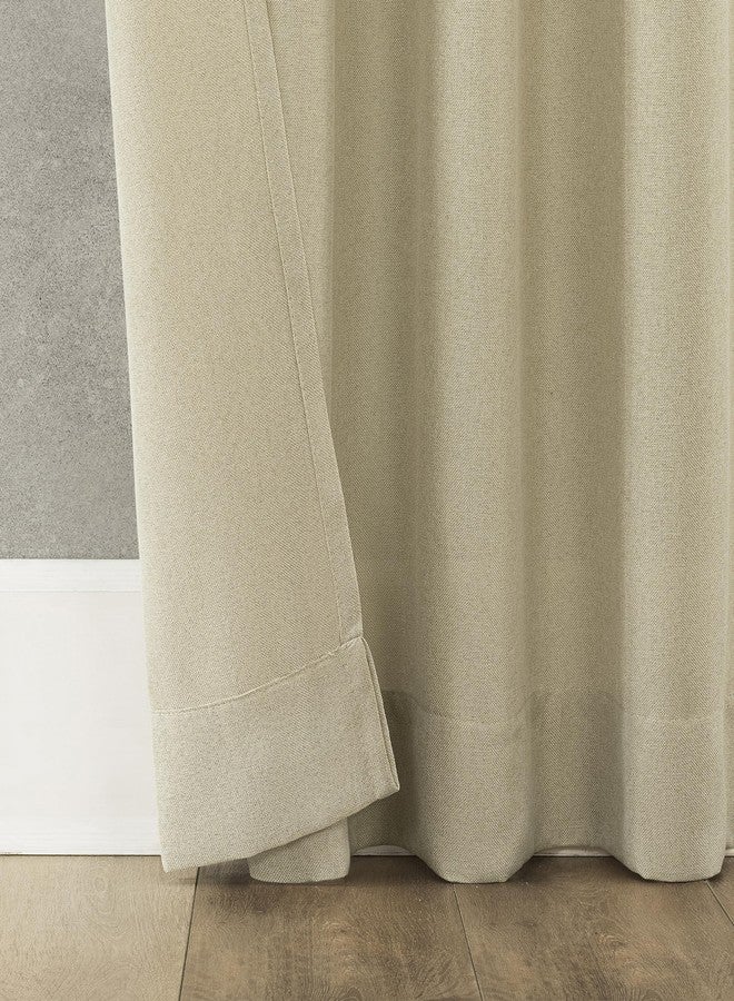 No. 918 Reman 2-Pack Twist Tab Linen Texture Semi-Sheer Tab Top Curtain Panel Pair, 40" x 84", Taupe - Image 3
