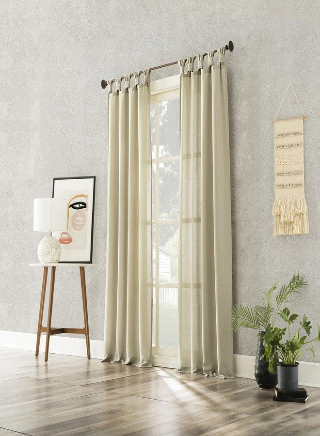 No. 918 Reman 2-Pack Twist Tab Linen Texture Semi-Sheer Tab Top Curtain Panel Pair, 40" x 84", Taupe - Image 4