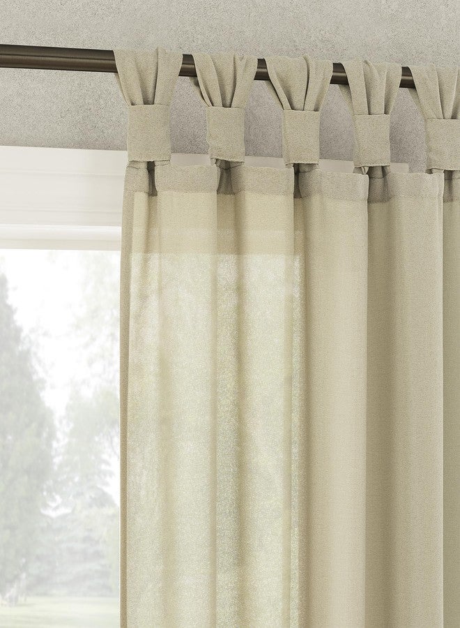 No. 918 Reman 2-Pack Twist Tab Linen Texture Semi-Sheer Tab Top Curtain Panel Pair, 40" x 84", Taupe - Image 1