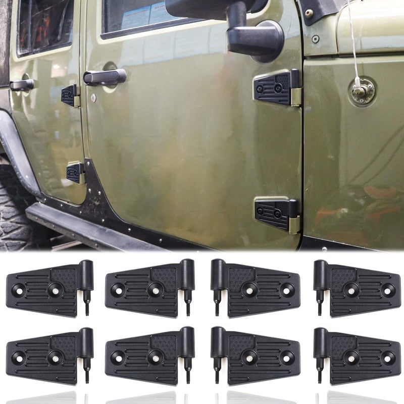 RERPRO JK Aluminum Door Hinge Kit for 2017-2018 Jeep Wrangler JK JKU Unlimited - 8 Pieces Black - Image 1