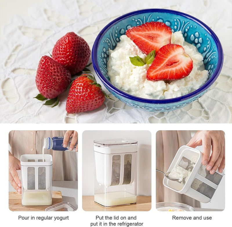 INNPOLE INNOPLE 1100ml Multi Yoghurt Maker Strainer with Fine Mesh Bag Lid for Thick Greek Yogurt Soybean Milk Kefir Berries Soup Fruit Juice Coffee - Image 3