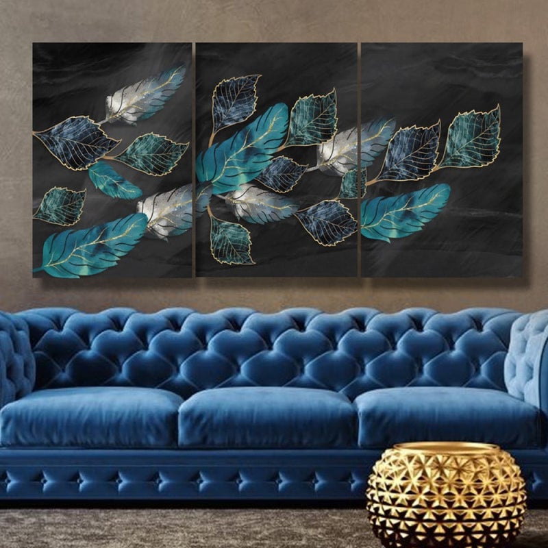 Marktna Three luxurious modern-designed canvas prints with a hollow frame, measuring (150×70), three pieces - Image 1