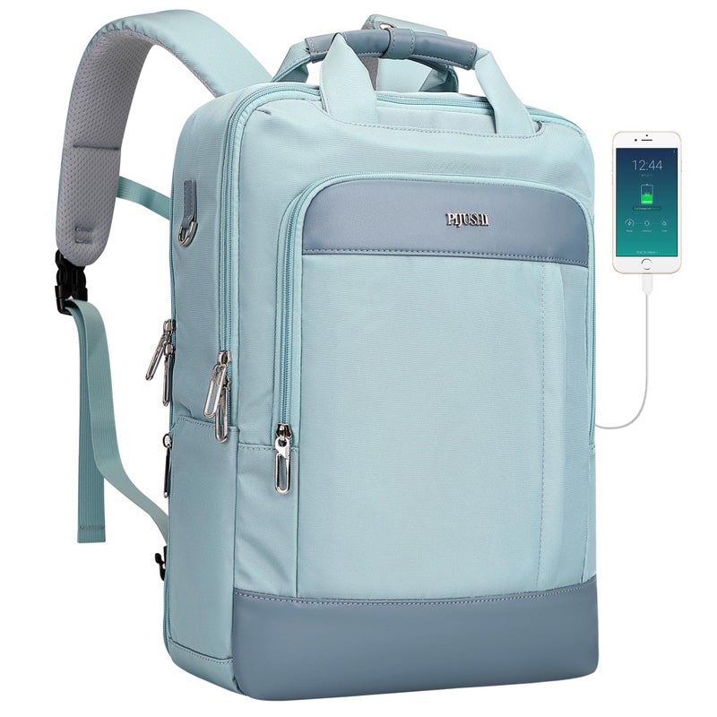PIJUSHI Laptop Backpack for Women Men Personal Item Travel Backpack Convertible Carry on Bag Flight Approved(PE042 Teal Blue) - Image 1