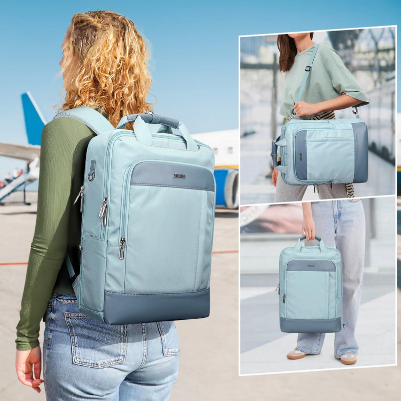 PIJUSHI Laptop Backpack for Women Men Personal Item Travel Backpack Convertible Carry on Bag Flight Approved(PE042 Teal Blue) - Image 2