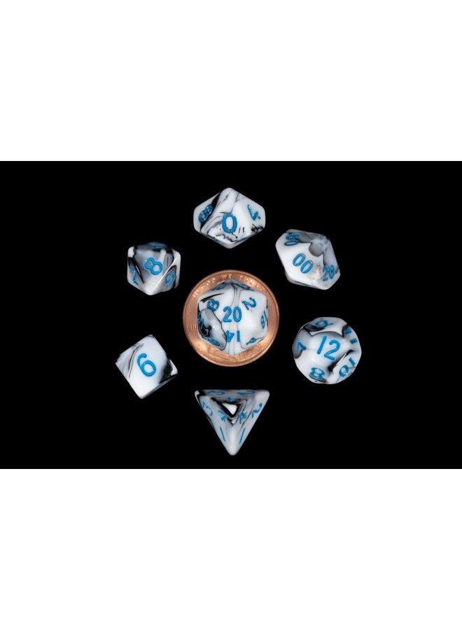 Metallic Dice Games 7Set Mini: Mbl W/Bu Numbers - Image 1