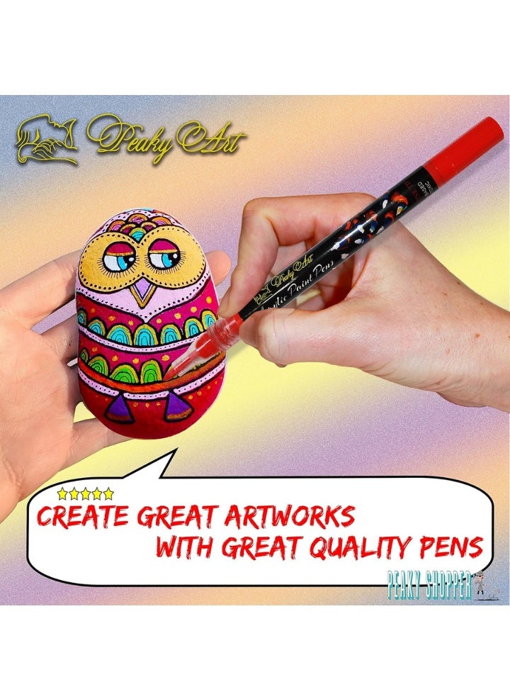 Peaky Art Peaky Art Acrylic Paint Markers Set Water Based Extra Fine Tip Acrylic Markers for Coloring Rock Stone Painting Canvas Ceramic Wood & More Professional Coloring Markers for Artists 28 Colors 0.7mm  - Image 4