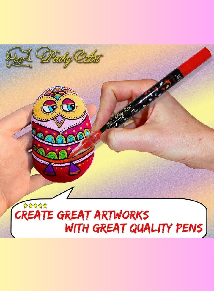 Peaky Art Acrylic Paint Markers Set Water Based Extra Fine Tip Acrylic Markers for Coloring Rock Stone Painting Canvas Ceramic Wood & More Professional Coloring Markers for Artists 28 Colors 0.7mm  - Image 4