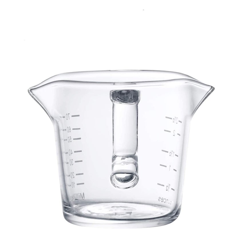 BEING CART Espresso Shot Glass Double Spouts Measuring Cups 3 Ounce Triple Pitcher Barista Double Spouts with Pouring Handle for Milk Espresso Coffee 3 Ounce - Image 1