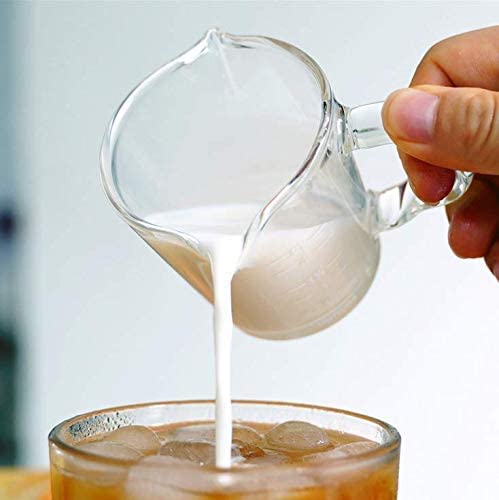 BEING CART Espresso Shot Glass Double Spouts Measuring Cups 3 Ounce Triple Pitcher Barista Double Spouts with Pouring Handle for Milk Espresso Coffee 3 Ounce - Image 3