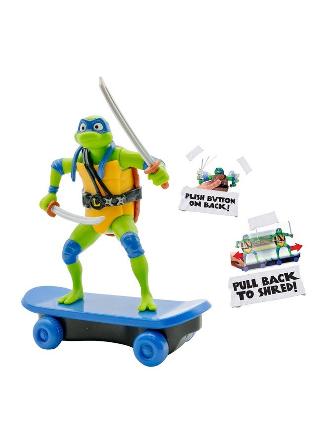 Teenage Mutant Ninja Turtles سلاحف النينجا المراهقون 5" شريدرز ليوناردو إصدار الفيلم، أعمار 3 سنوات فما فوق، لعبة تمثيل مجموعة شخصيات، shred و قتال مع لعبة التزلج TMNT! - Image 3