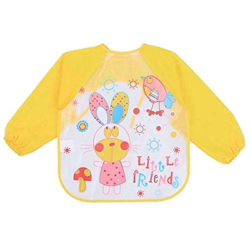 FOK Full Sleeves Washable Waterproof Bib for Babies and Kids - Yellow, Set of 1 - Image 5