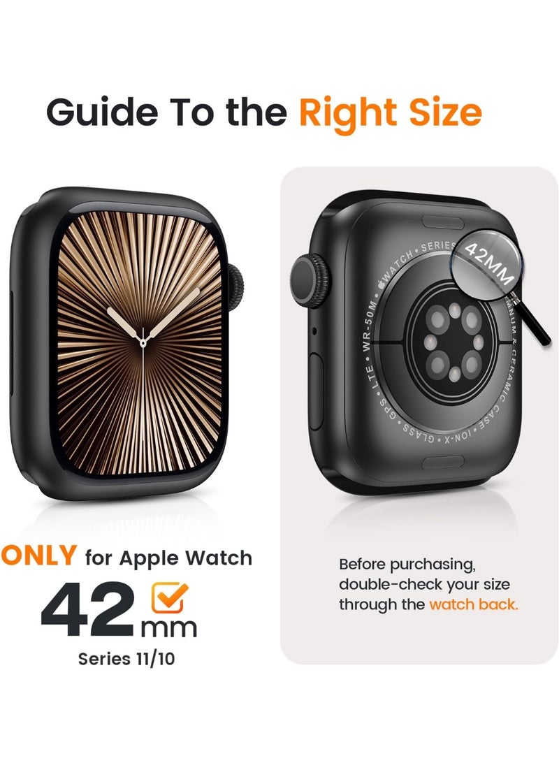 OLYSON 2 in 1 Waterproof Case Compatible for Apple Watch Series 11/10 Screen Protector 42mm, 360 Protective Glass Face Cover Hard PC Bumper + Back Frame for iWatch Accessories 42 mm, Black   ﻿ - Image 2