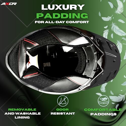 Axor Brutale Corsa Helmet – Dual Spoiler | ECE 22.06, ISI & DOT Certified | Race-Ready Fit with D-Ring & UV-Protected Visor-Black Green, Size:M - Image 5
