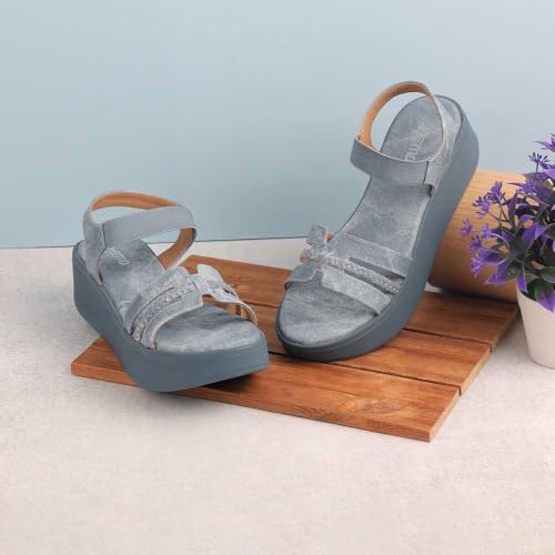 Metro Women Blue Wedge Heel Fashion Sandal UK/4 EU/37 (34-257) - Image 2
