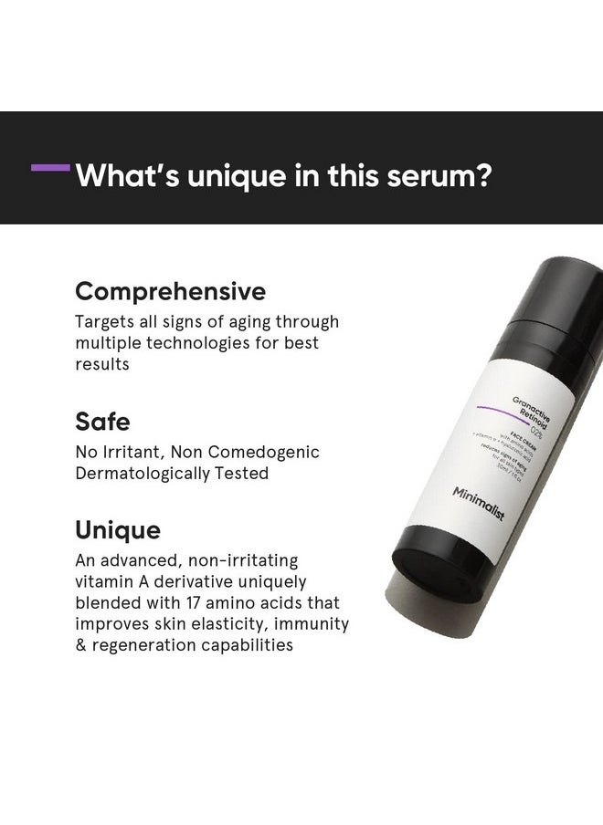 MINIMALIST 2% Retinoid Anti Ageing Night Cream For Wrinkles & Fine Lines With Retinol Derivative For Sensitive Skin 30ml  - Image 3