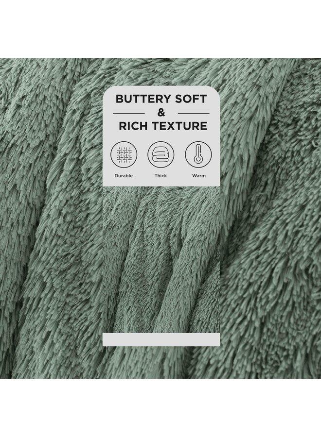Bedsure Bedsure Fluffy Sage Green King Size Blanket for Bed, Thick Soft Sherpa Faux Fur Fleece Bedding Fuzzy Plush Winter Warm Heavy Oversize Big Large King Blanket, Cozy Green Gifts for Men Women, 108x90  - Image 1