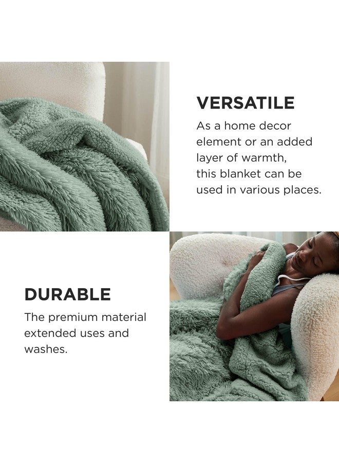 Bedsure Bedsure Fluffy Sage Green King Size Blanket for Bed, Thick Soft Sherpa Faux Fur Fleece Bedding Fuzzy Plush Winter Warm Heavy Oversize Big Large King Blanket, Cozy Green Gifts for Men Women, 108x90  - Image 3