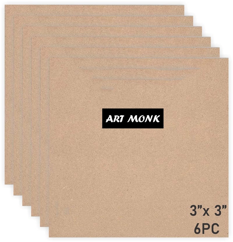 Art Monk MDF Boards for Art and Craft Wood MDF Sheets for Craft Work DIY MDF Cutouts 3X3 Inch 6 Pcs - Image 1