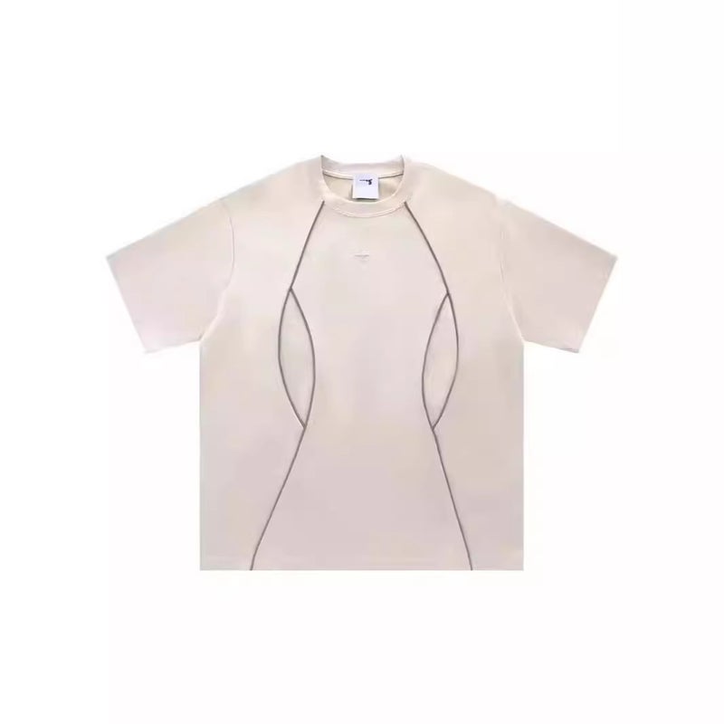 High-End Simple T-Shirt For Boys Ins Summer Line Contrasting Design Loose And Versatile Half-Sleeved Short-Sleeved T-Shirt - Image 1