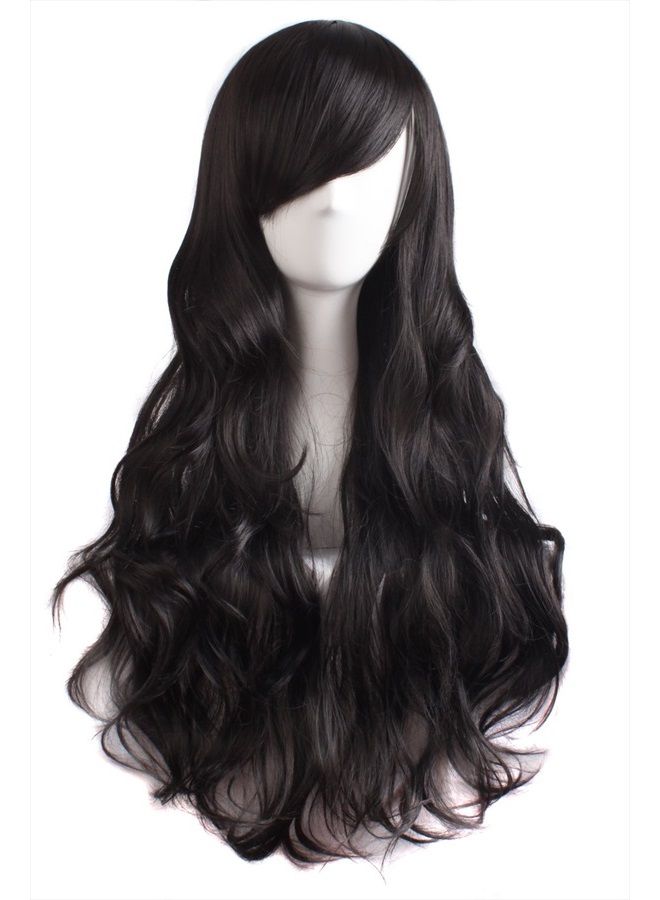 MapofBeauty 28 Inch/70 cm Charming Women's Long Curly Full Hair Wig (Black)  - Image 1
