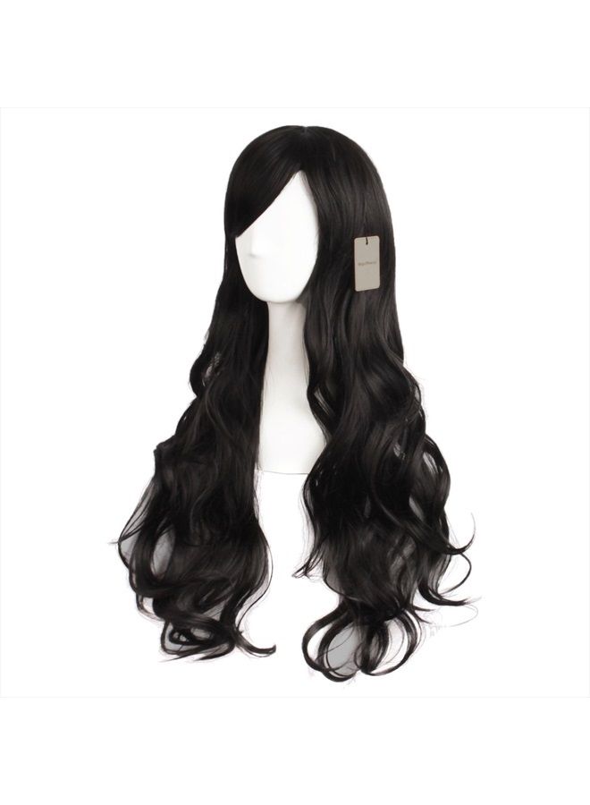 MapofBeauty 28 Inch/70 cm Charming Women's Long Curly Full Hair Wig (Black)  - Image 3
