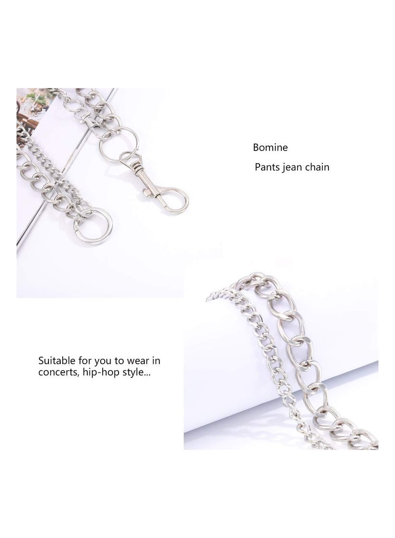 Y&D Hip Hop Pants Jean Chain Goth Punk Silver Trousers Chains Biker Heavy Thick Wallet Pocket Keychains Body Jewelry for Men and Women (Silver) - Image 3