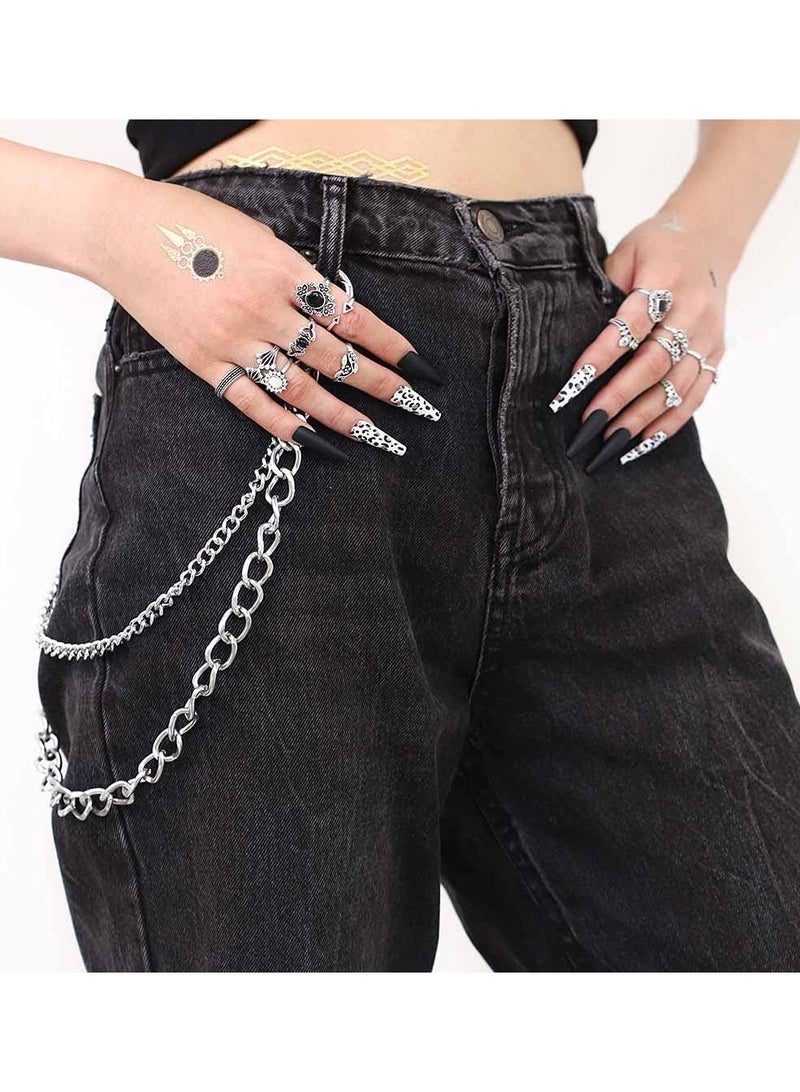 Y&D Hip Hop Pants Jean Chain Goth Punk Silver Trousers Chains Biker Heavy Thick Wallet Pocket Keychains Body Jewelry for Men and Women (Silver) - Image 4
