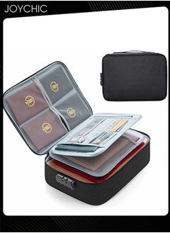 Joychic Multi-layer Large Capacity Family Document Storage Bag Laptop Contracts Passport Certificates Holder Organizer Home Office Travel Security Bag with Lock Black  - Image 1